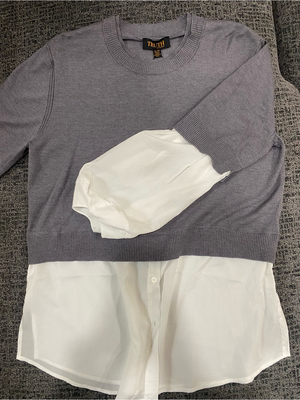 Truth Gray and White Layered Blouse